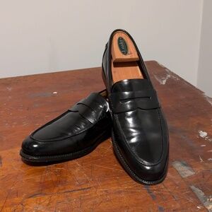Loake Saddle Slip On Black Loafers